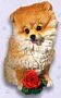 Pomeranian With Rose Puppy Dog Figurine