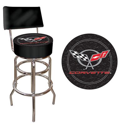 CORVETTE C5 PADDED BAR STOOL WITH BACK - BLACK