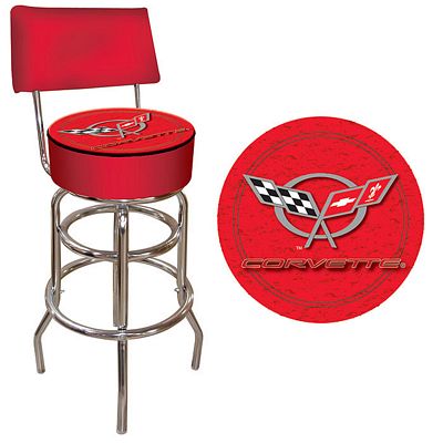 Corvette C5 Padded Bar Stool With Back - Red