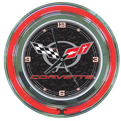 CORVETTE C5 NEON CLOCK - 14 INCH DIAMETER - BLACK