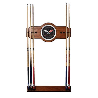 CORVETTE C5 2 PIECE WOOD AND MIRROR WALL POOL CUE RACK