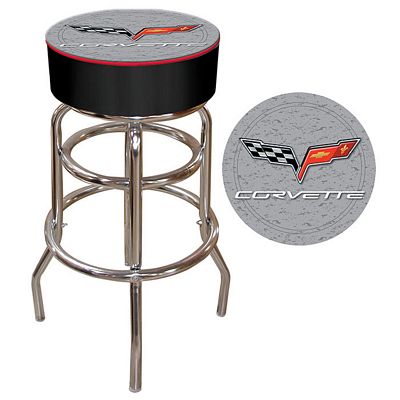 CORVETTE C6 PADDED BAR STOOL - SILVER