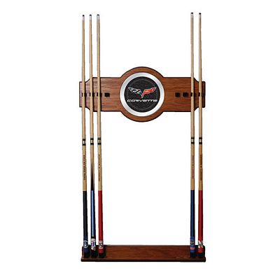 CORVETTE C6 2 PIECE WOOD AND MIRROR WALL POOL CUE RACK