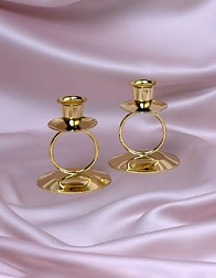 WEDDING TAPERED CANDLE HOLDERS BRASS TONE