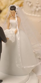 HISPANIC OR DARK COMPLEXION CAUCASIAN BRIDE PERFECT MATCH-RIMONY CAKESIDE STATUETTE DESIGNED BY TY WILSON